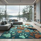 Whimsical Nautical Bear Paw Harbor Rug