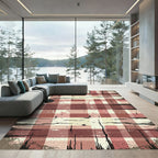 Rustic Red Distressed Plaid Rug