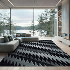 Dark Gray Jagged Stripe Repeat Rug
