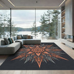 Coral Gray Intricate Floral Starburst Rug