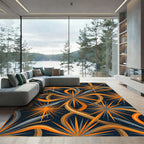 Radiant Orange and Slate Starburst Rug