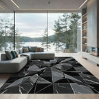 Dark Gray Shattered Marble Geometric Rug