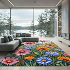 Vibrant Wildflower Meadow Botanical Garden Rug