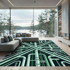 Mint Green Industrial Pipe Abstract Rug