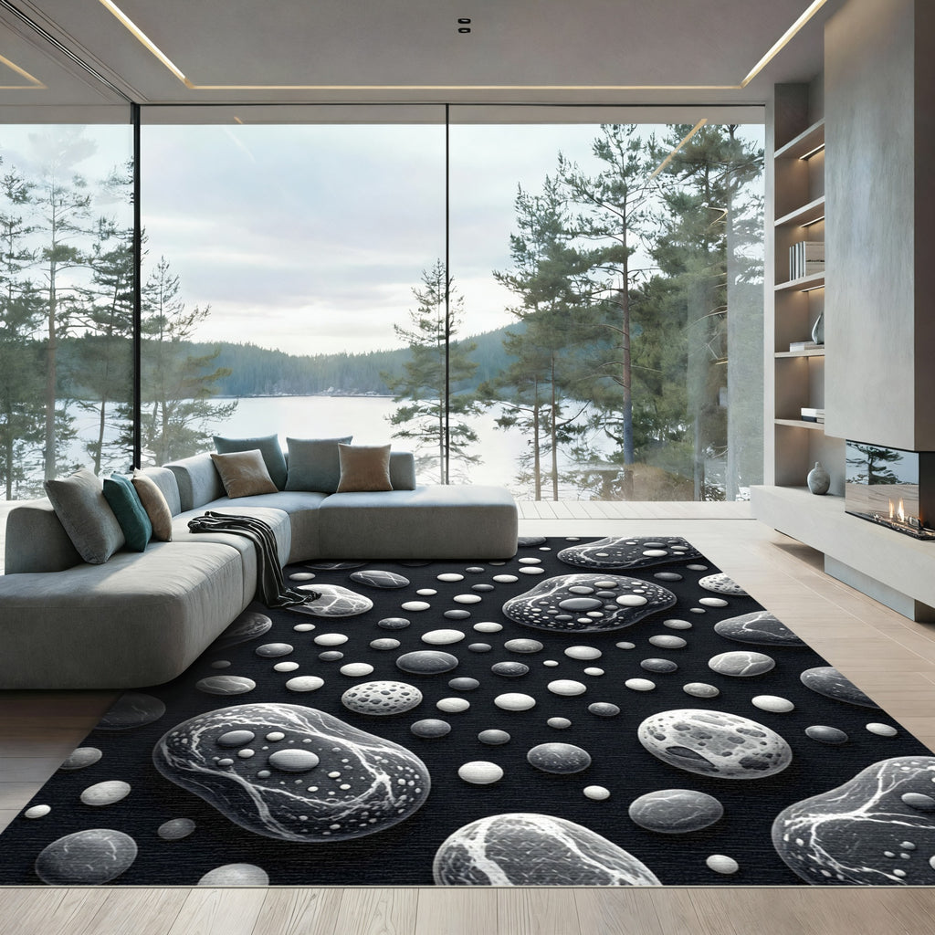 Monochromatic Pebbles Scattered Composition Rug