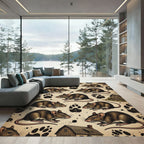 Rustic Field Mouse Farmhouse Paw Print Rug