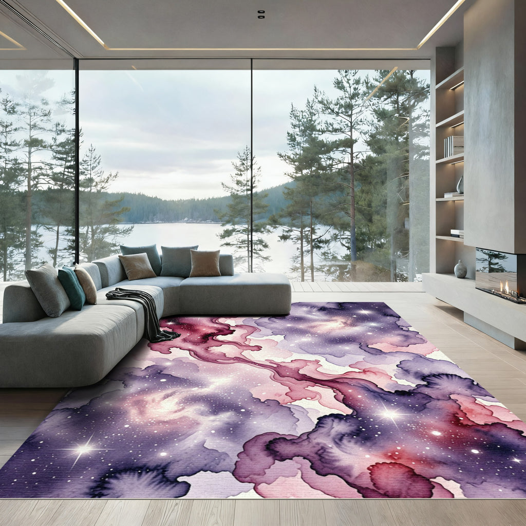 Ethereal Galaxy Nebula Swirl Clouds Rug