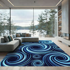 Deep Blue Swirling Vortex Rug