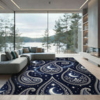 Celestial Midnight Moon Floral Paisley Rug