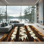 Earthy Birch Forest Silhouette Woodland Rug