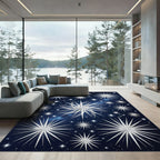 Celestial Silver Star Night Sky Rug