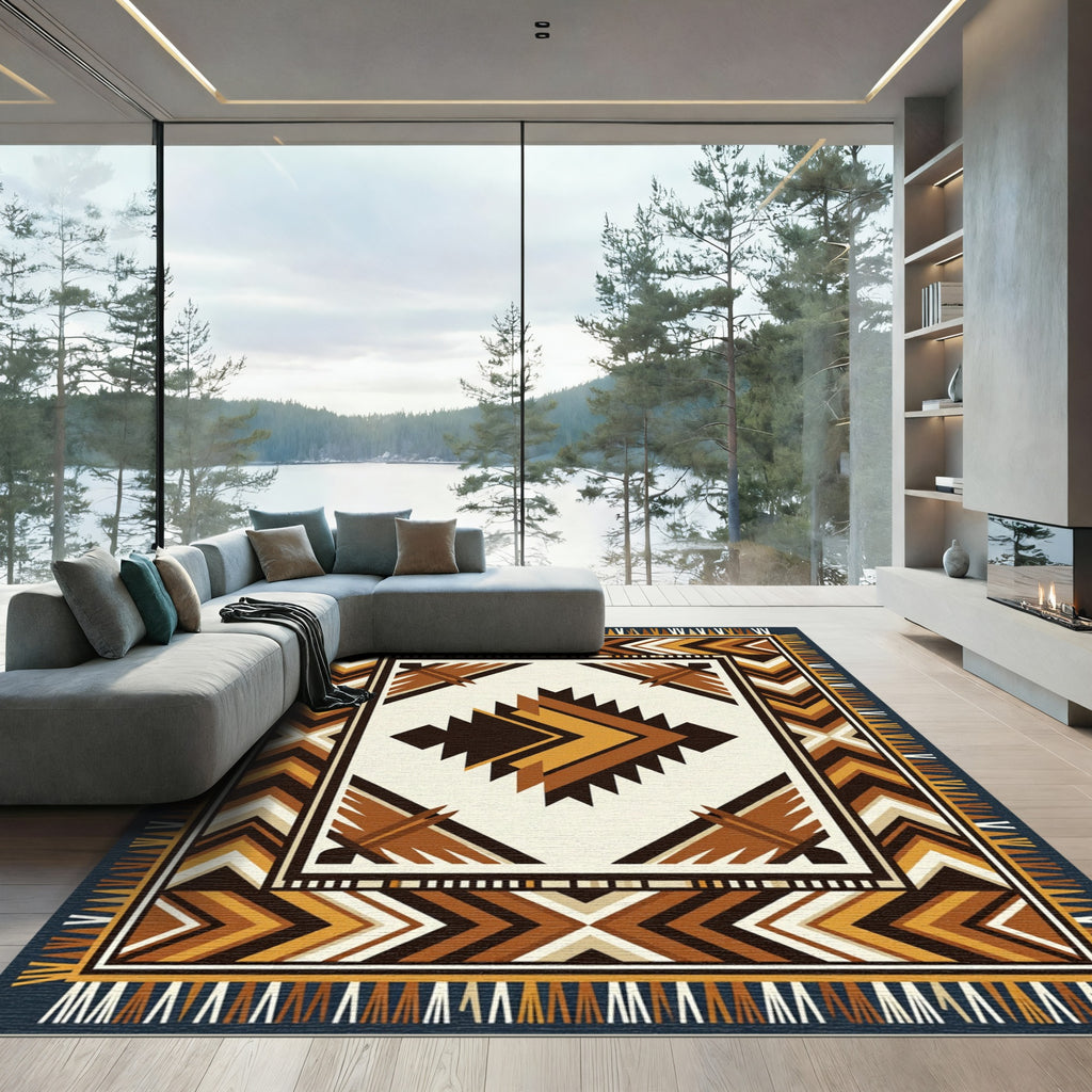 Navajo Inspired Geometric Chevron Rug
