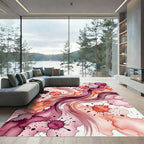Abstract Crimson Wine Watercolor Fluid Flow Rug
