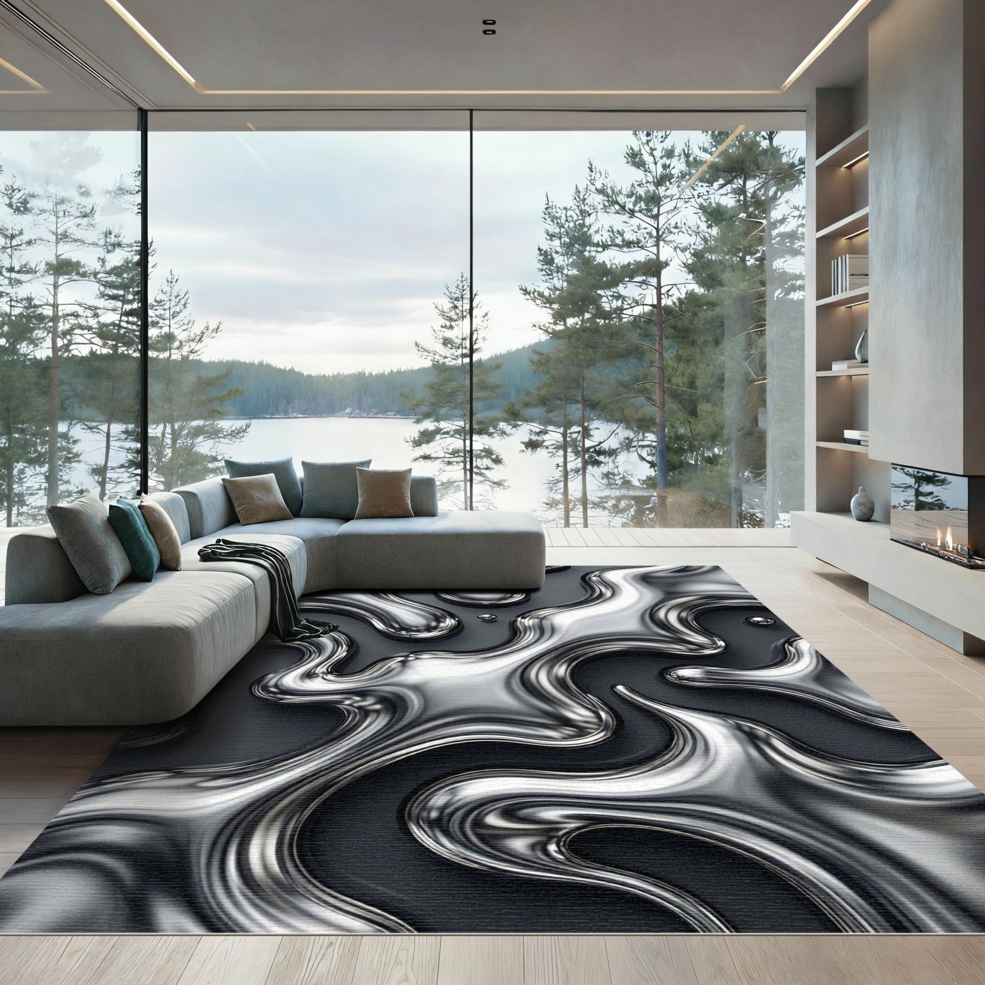 Liquid Chrome Organic Flow Rug