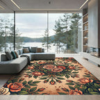 Vintage Amber Rose Medallion Bouquet Rug
