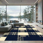 Bold Navy and Cream Gingham Check Rug