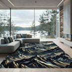 Jagged Peaks Dark Forest Landscape Rug