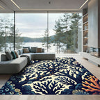 Deep Blue Coral Garden Medley Rug