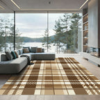 Earthy Brown Tartan Check Rug