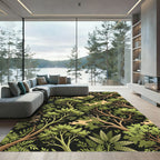Lush Woodland Forest Green Camo Foliage Rug