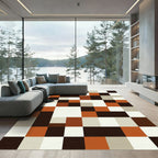 Modern Earthen Mosaic Geometric Block Rug