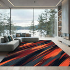 Modern Abstract Burnt Orange Charcoal Striation Rug