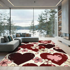 Cherry Blossom Hearts Crimson Rug