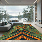 Isometric Orange Temple Pyramid Geometry Rug