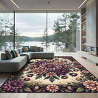 Vintage Pink Dahlia Floral Medallion Rug