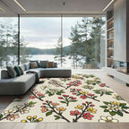 Pink Yellow White Floral Branches Rug