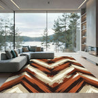 Modern Earth Toned Abstract Chevron Rug