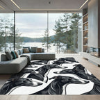 Sleek Black Greyhound Portrait Collage Rug