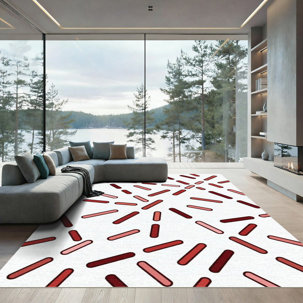 Minimalist Red Dash Confetti Accent Rug