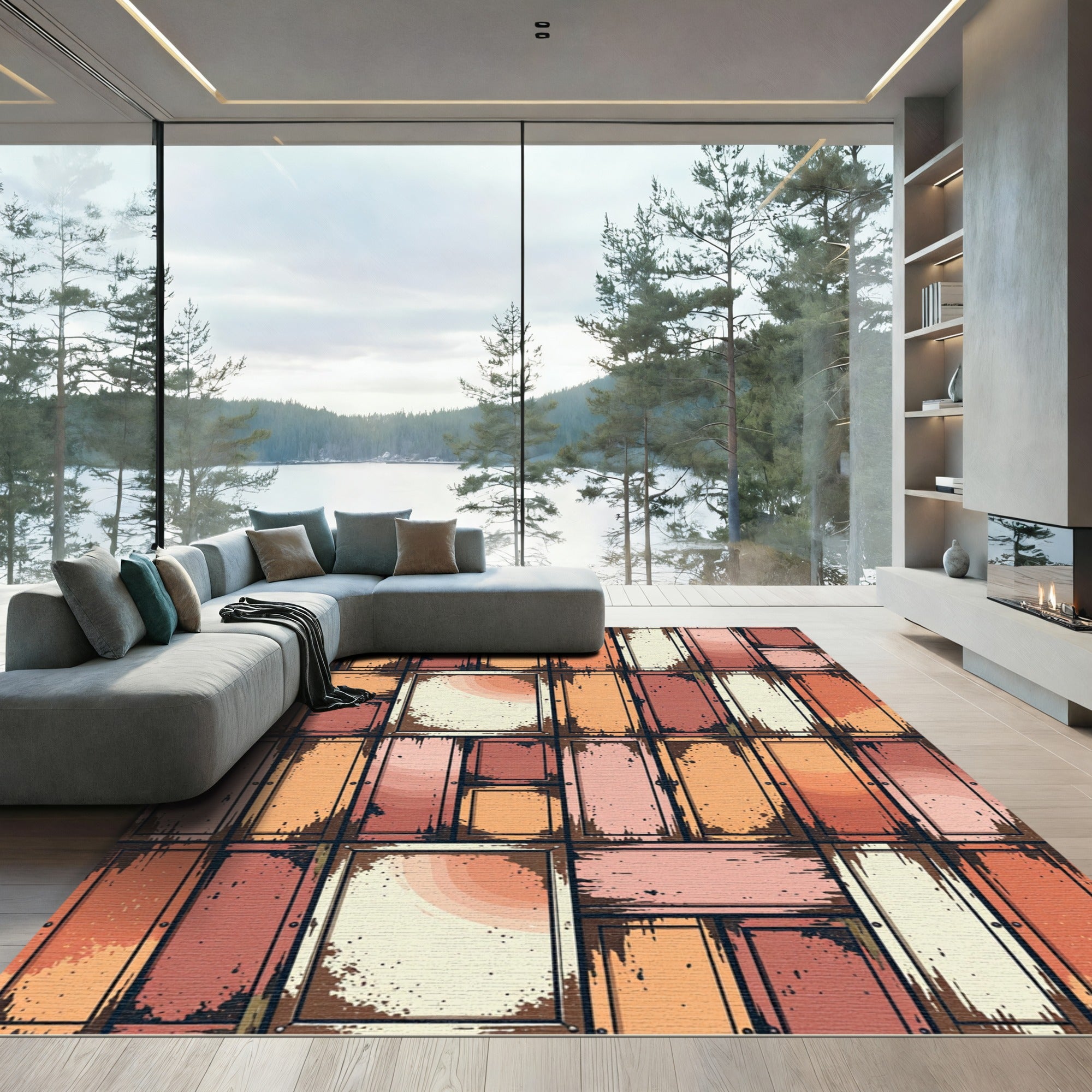 Tarnished Copper Rectangular Mosaic Rug