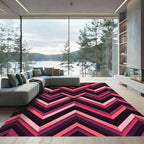 Geometric Chevron Peaks in Magenta Pink Rug