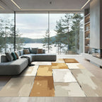 Abstract Terracotta Brushstroke Blocks Rug