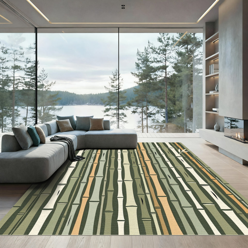 Earthy Multi-Tone Vertical Bamboo Forest Rug