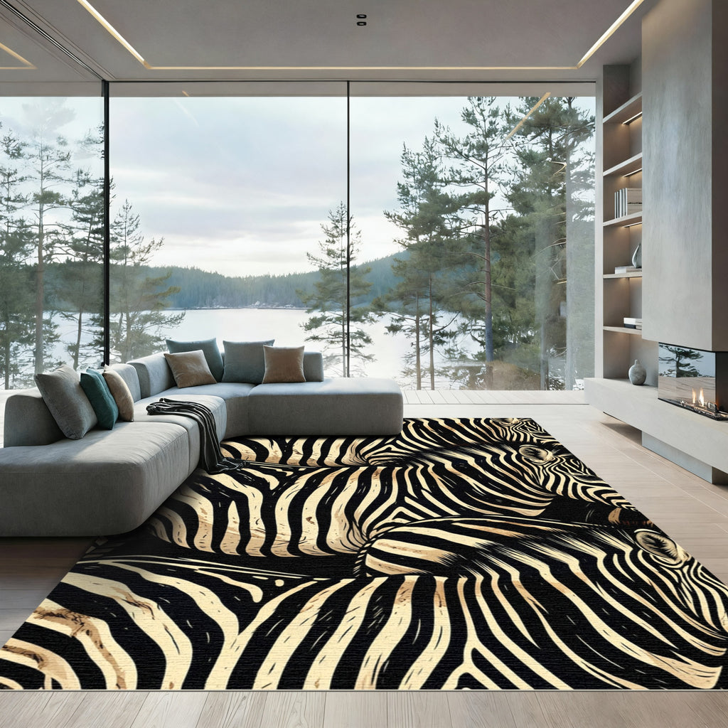Bold Black and Ivory Zebra Stripes Rug