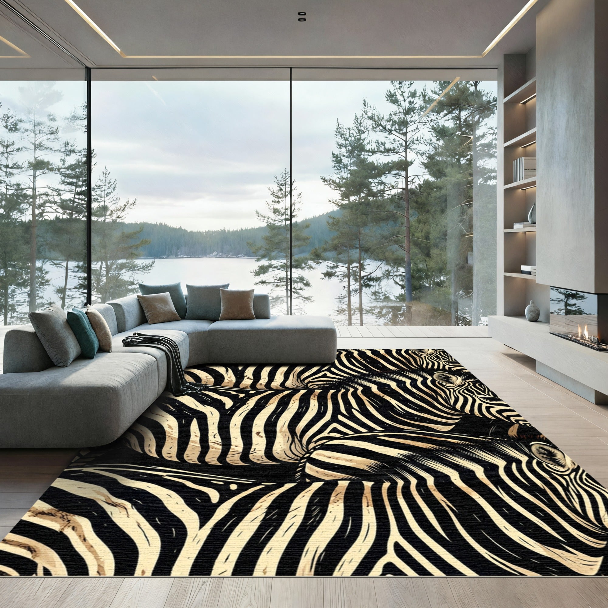 Bold Black and Ivory Zebra Stripes Rug