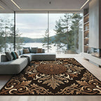 Ornate Floral Medallion Sepia Tones Rug