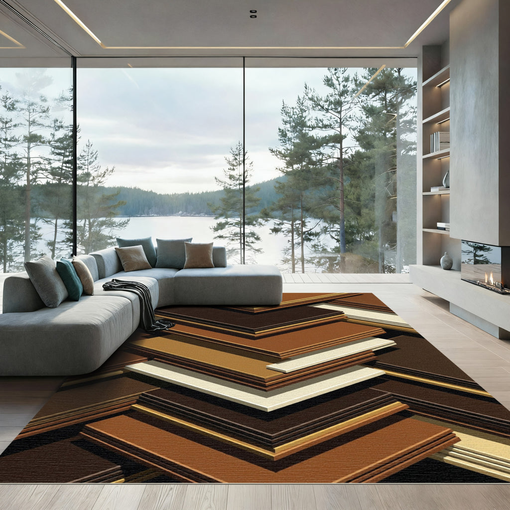 Earthy Tones Layered Geometric Rug