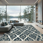 Charcoal Cream Intertwined Botanical Vine Rug