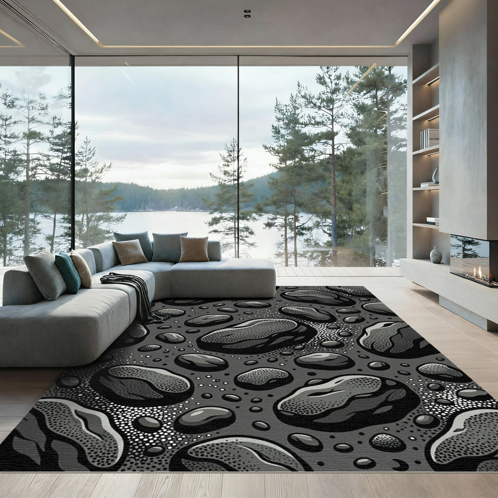 Monochromatic Organic Pebble Texture Rug