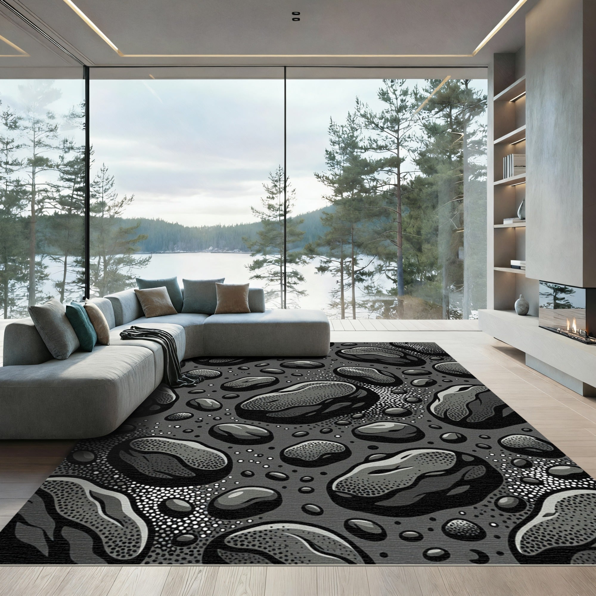 Monochromatic Organic Pebble Texture Rug