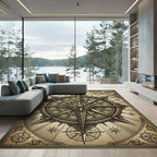 Antique Golden Compass Starburst Rug