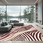 Pink and Gold Zebra Stripe Wave Rug