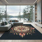 Coral Pink Compass Floral Embossing Rug