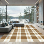 Earthy Tan and Brown Plaid Check Rug