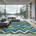 Blue Green Chevron Ocean Waves Rug