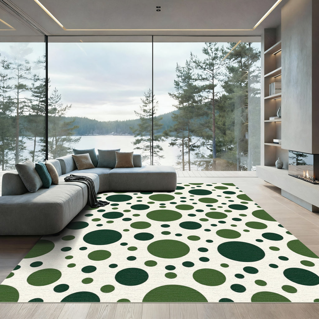Deep Forest Polka Dot Circles Rug